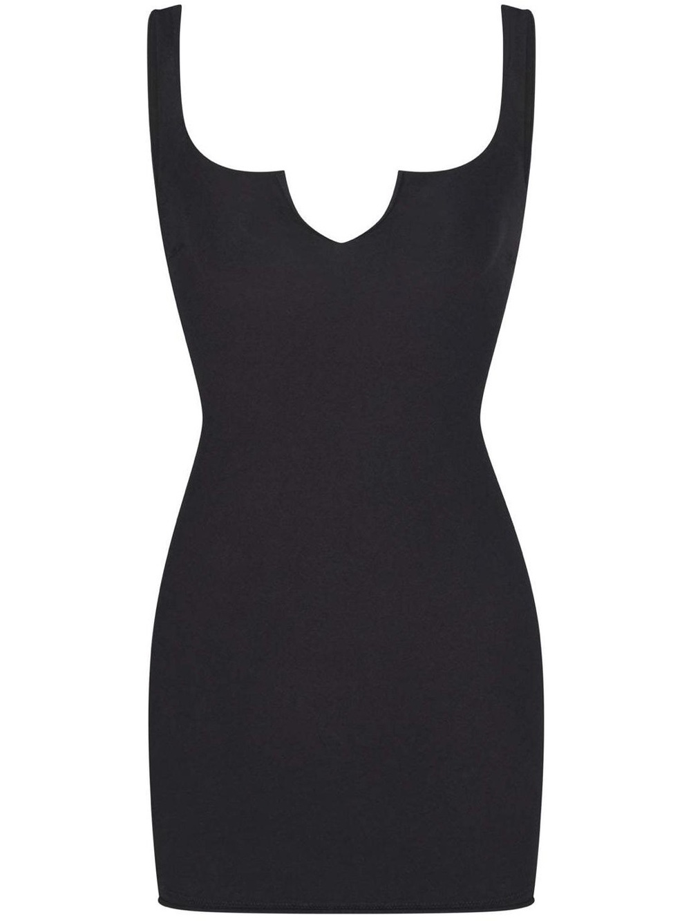 SKIMS RAW EDGE SLIT FRONT MINI DRESS | ONYX